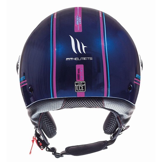 Casco Moto Jet MT Helmets STREET Entire J4 Blu Rosa Fluo