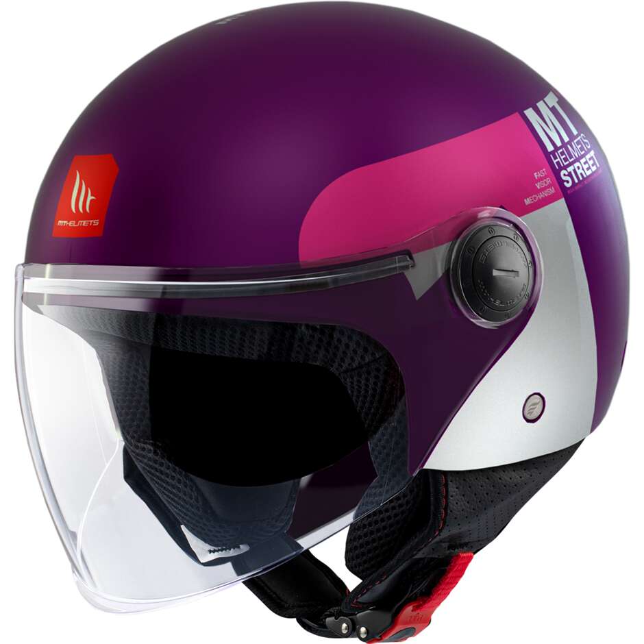 Casco Moto Jet Mt Helmets STREET S 22.06 Inboard C8 Rosa Opaco