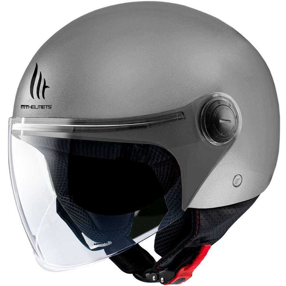Casco Moto Jet Mt Helmets STREET S Solid A12 Grigio Lucido 22.06