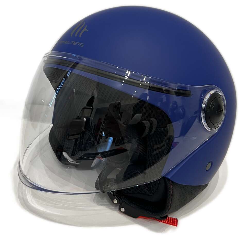 Casco Moto Jet MT Helmets STREET Solid A7 Blu Opaco