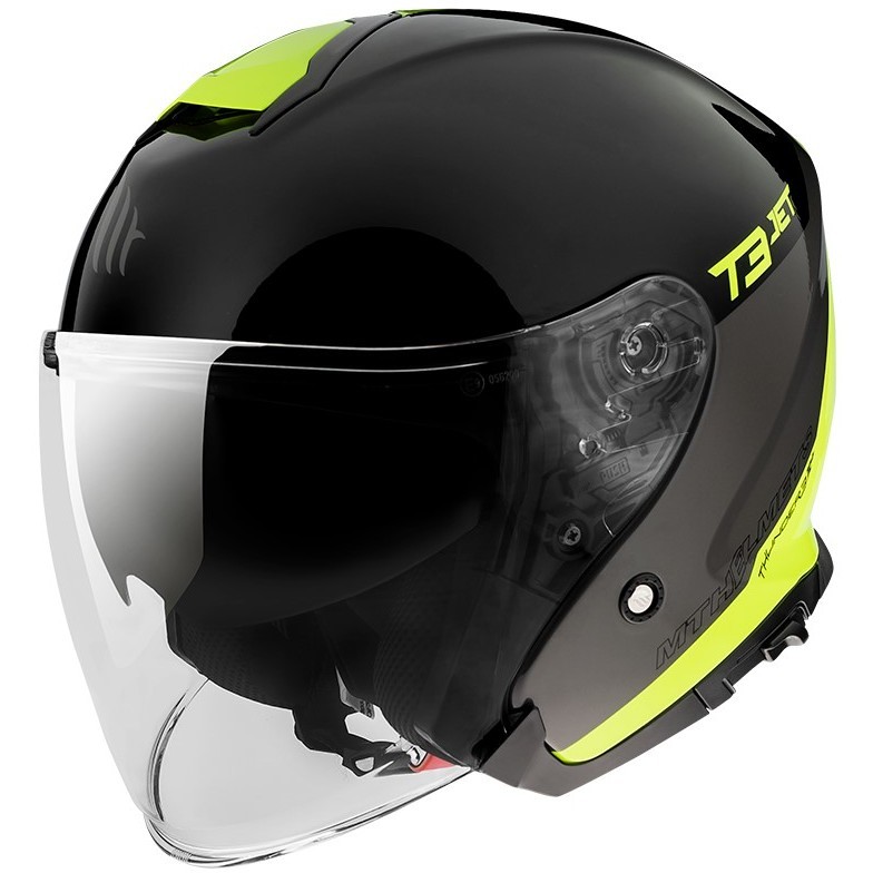 Casco Moto Jet MT Helmets Thunder3 SV Jet Xpert C3 Giallo Fluo Lucido
