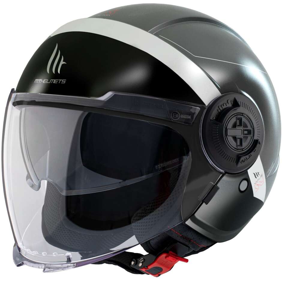 Casco Moto Jet Mt Helmets VIALE SV S 68 UNIT D2 Grigio Opaco