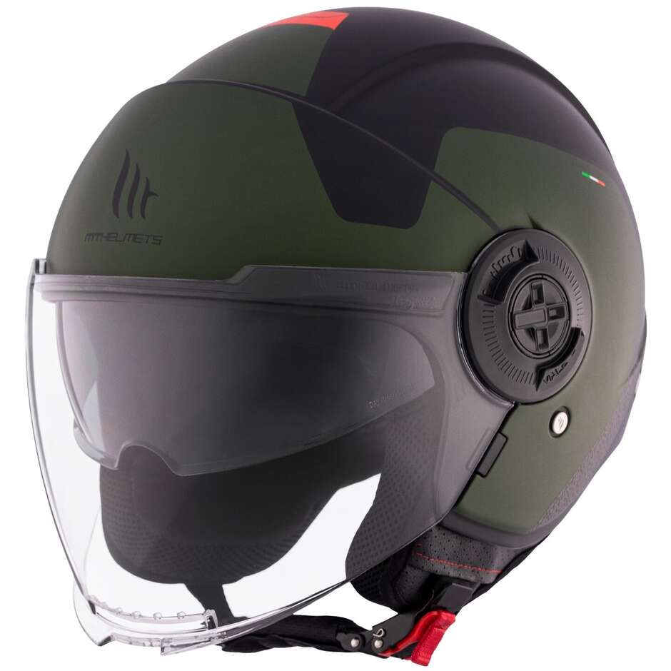 Casco Moto Jet Mt Helmets VIALE SV S BETA A6 Verde Opaco