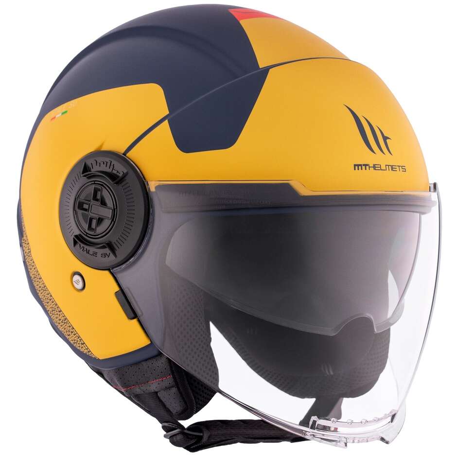 Casco Moto Jet Mt Helmets VIALE SV S BETA D3 Giallo Opaco