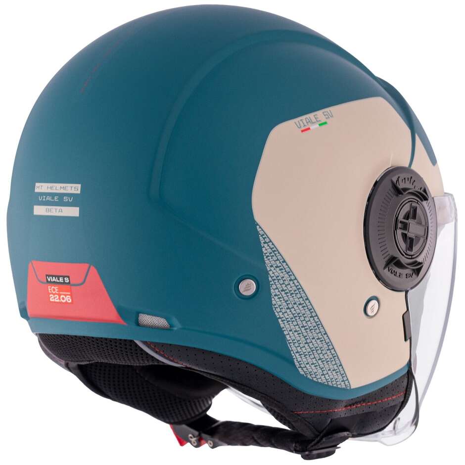 Casco Moto Jet Mt Helmets VIALE SV S BETA E7 Azzurro Opaco