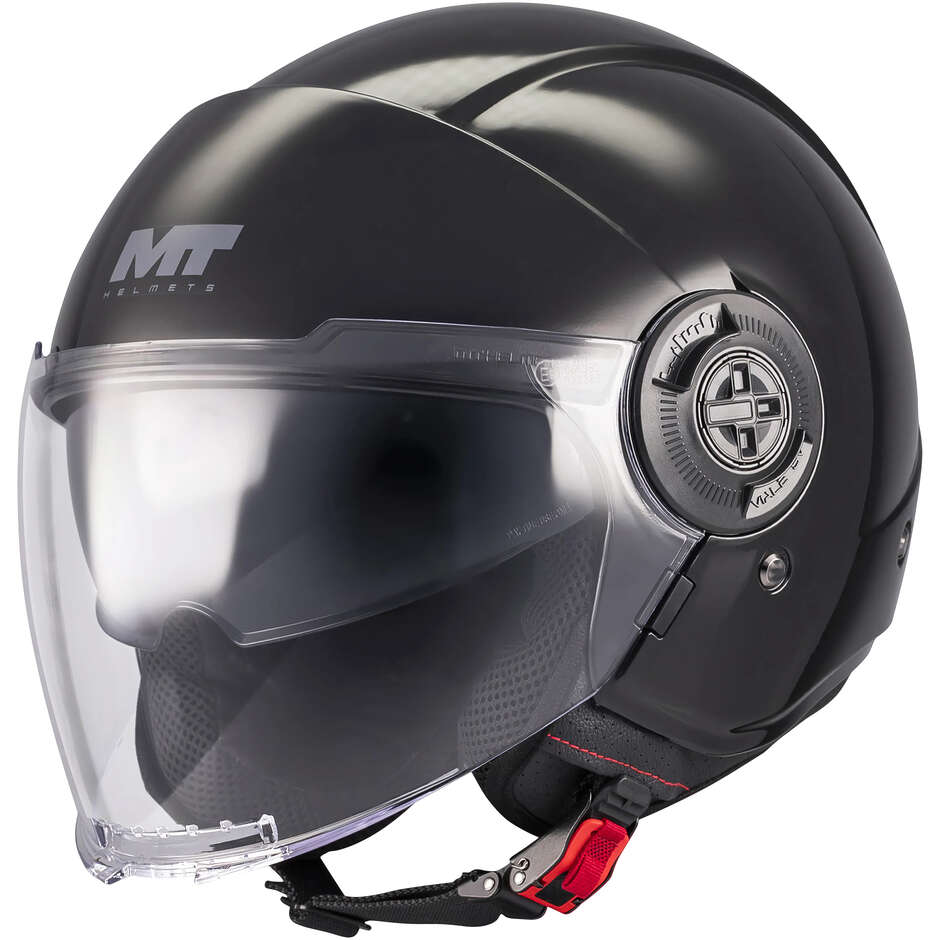 Casco Moto Jet Mt Helmets VIALE SV S PURE A1 Nero Lucido