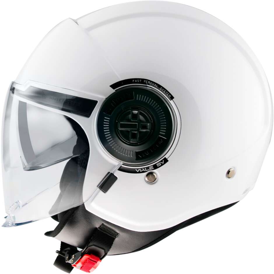 Casco Moto Jet Mt Helmets VIALE SV S SOLID A0 Bianco Lucido