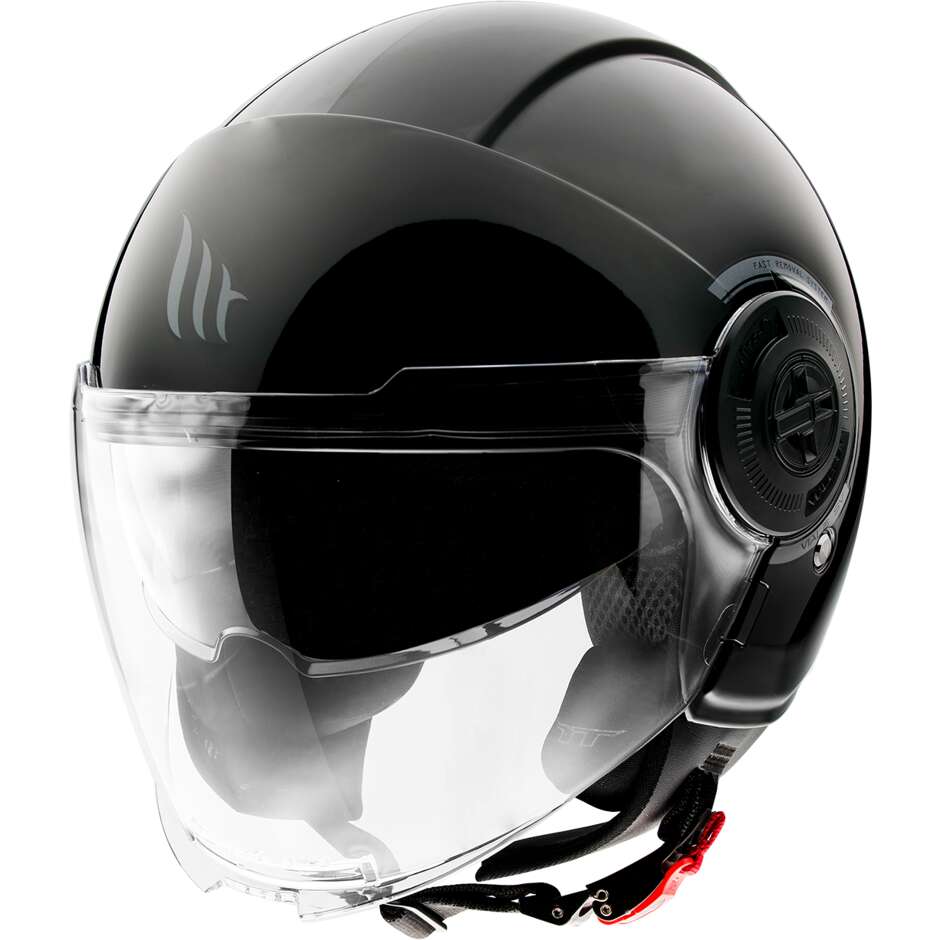 Casco Moto Jet Mt Helmets VIALE SV S SOLID A1 Lucido Nero