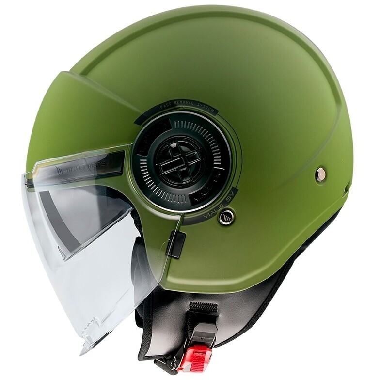 Casco Moto Jet Mt Helmets VIALE SV S SOLID A6 Verde Opaco