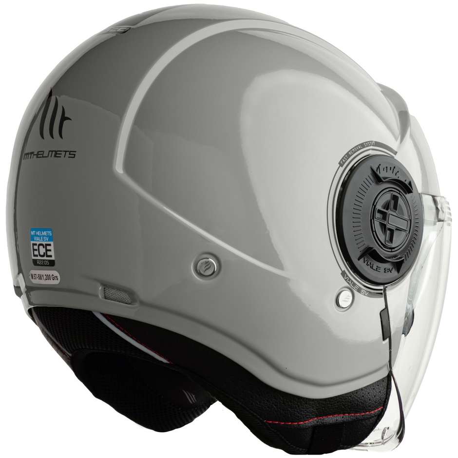 Casco Moto Jet MT Helmets VIALE sv Solid A12 Grigio Lucido