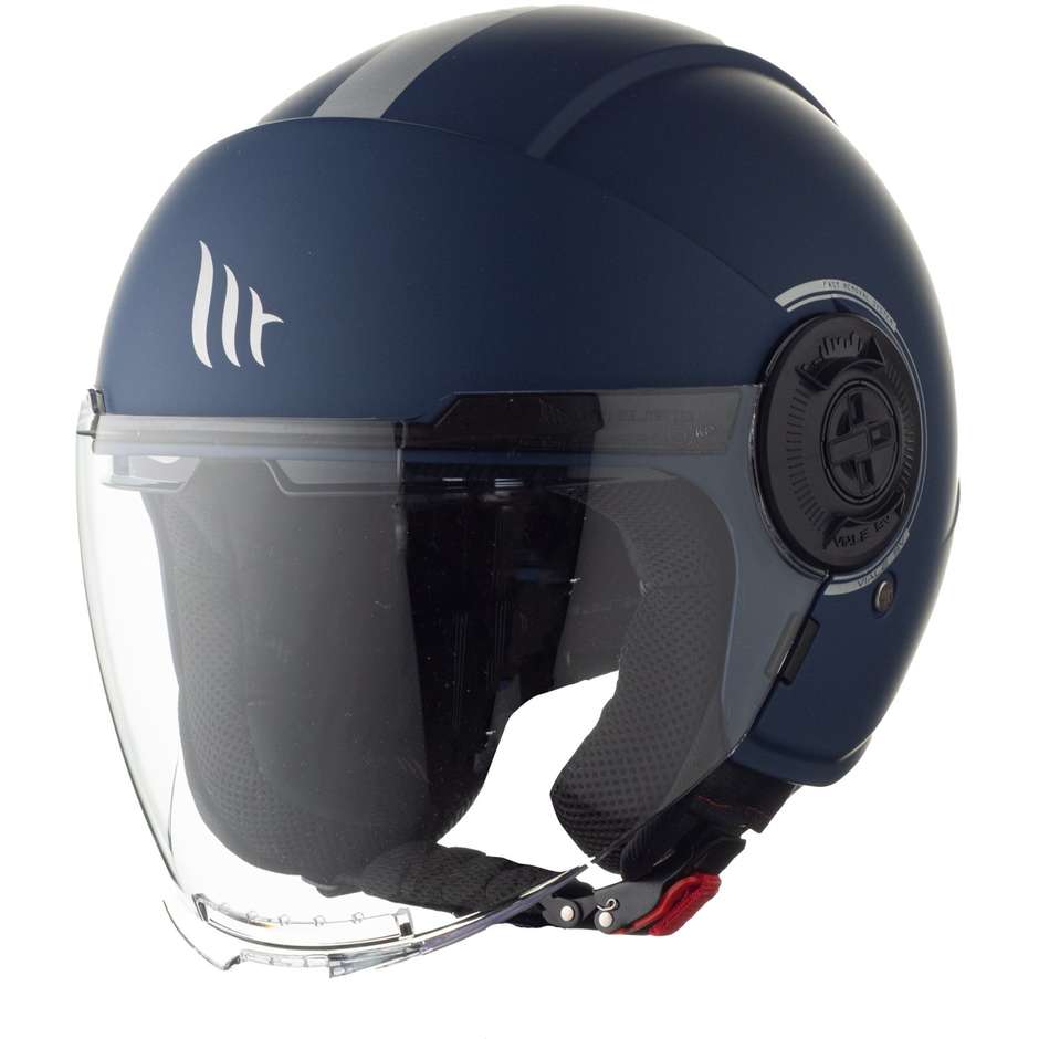 Casco Moto Jet MT Helmets VIALE sv Solid A7 Blu Opaco