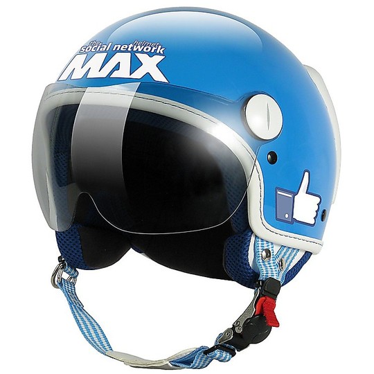 Casco Moto Jet New Max Facebook The Social Network Bianco Lucido