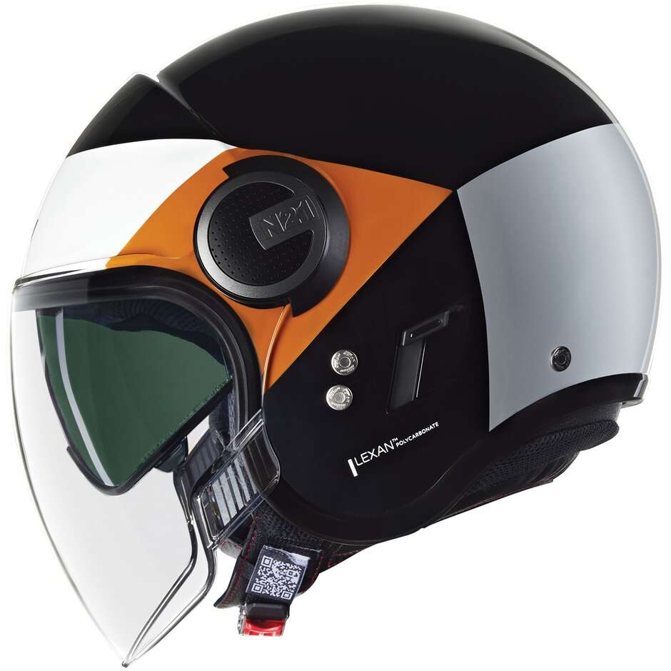 Casco Moto Jet Nolan N21 VISOR 06 ONIRICO 345 Nero Bianco Arancione Lucido