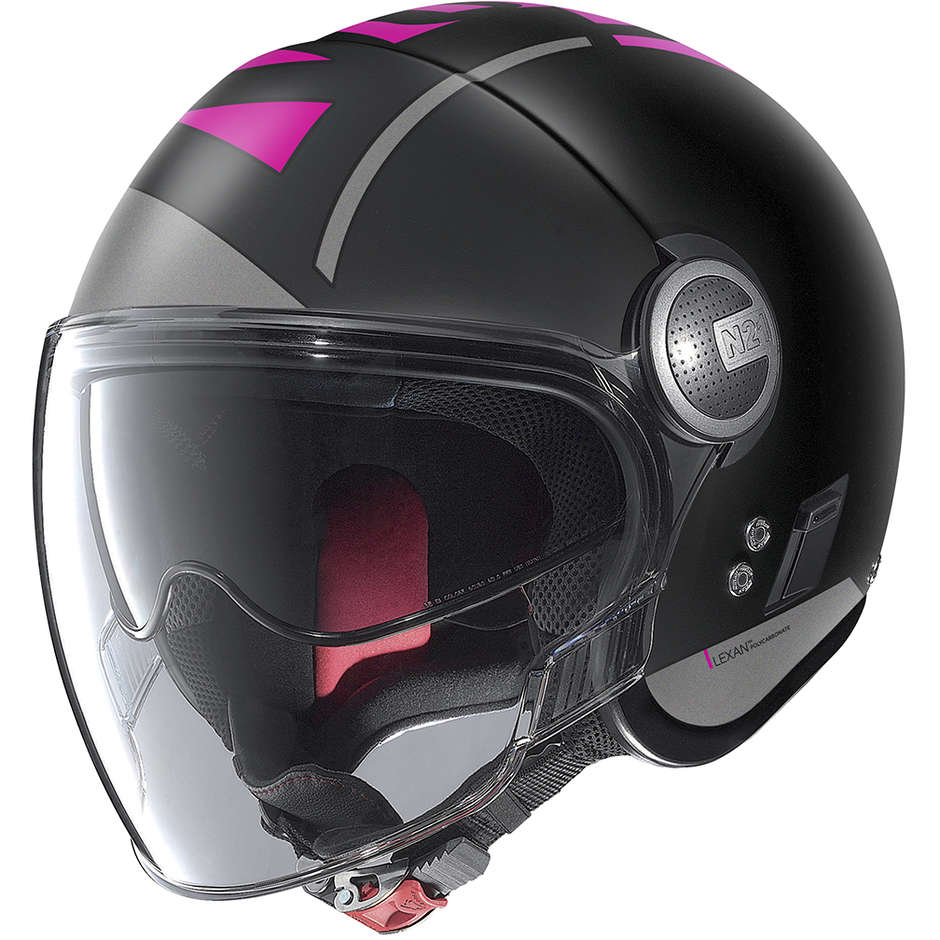 Casco Moto Jet  Nolan N21 Visor AVANT-GARDE 075 Nero Opaco Rosa