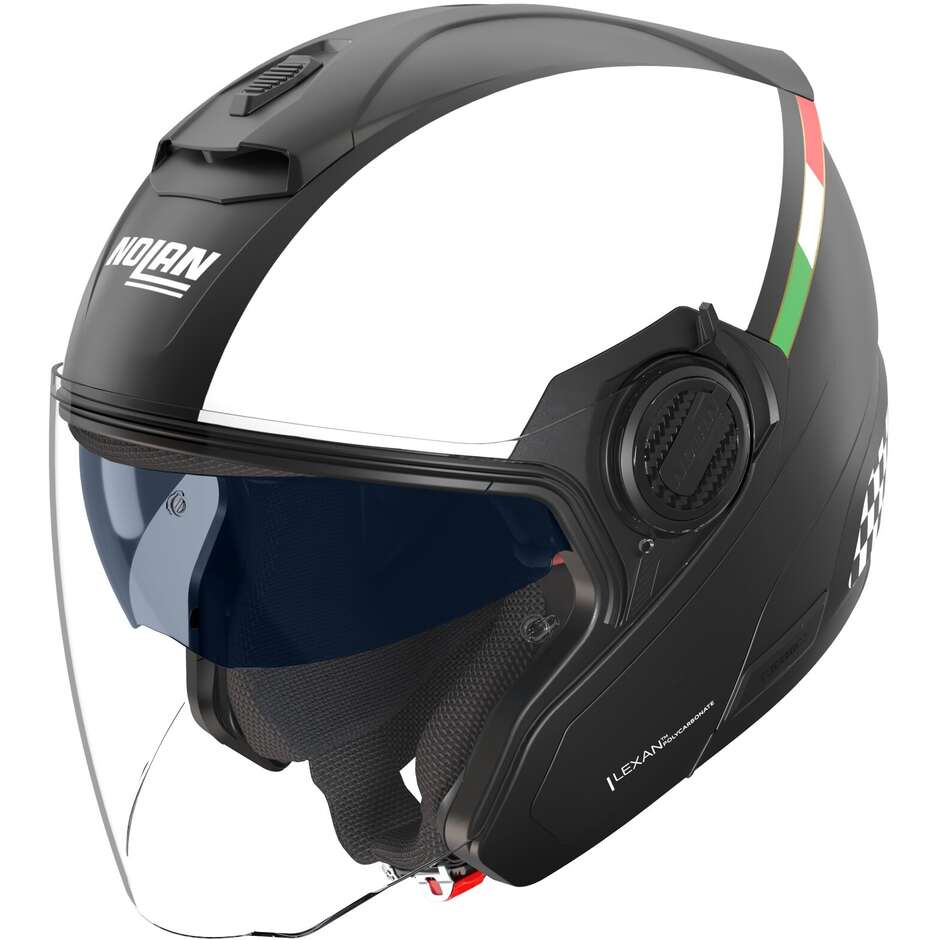 Casco Moto Jet Nolan N40-5 06 BELLAVISTA 341 Nero Bianco Scacchi Opaco