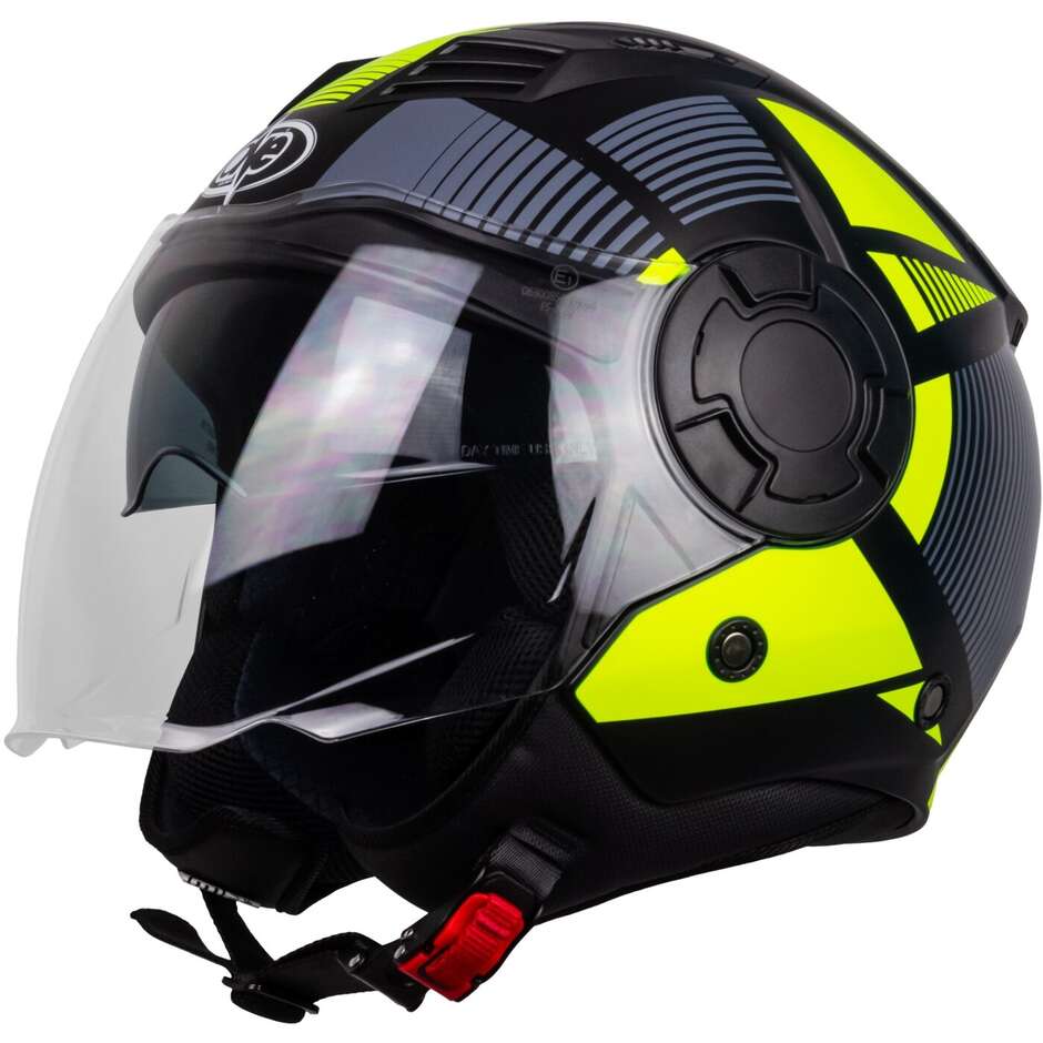 Casco Moto Jet ALFA 2.0 Nero Giallo Fluo taglia L