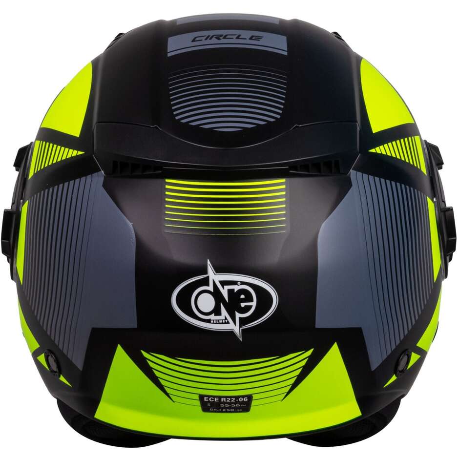 Casco Moto Jet One ALFA 2.0 Nero Giallo Fluo 