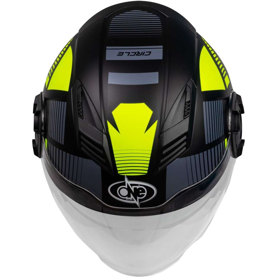 Casco Moto Jet One ALFA 2.0 Nero Giallo Fluo 