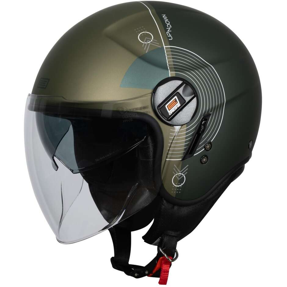 Casco Moto Jet ORIGINE ALPHA UPNDOWN Verde Opaco 22.06