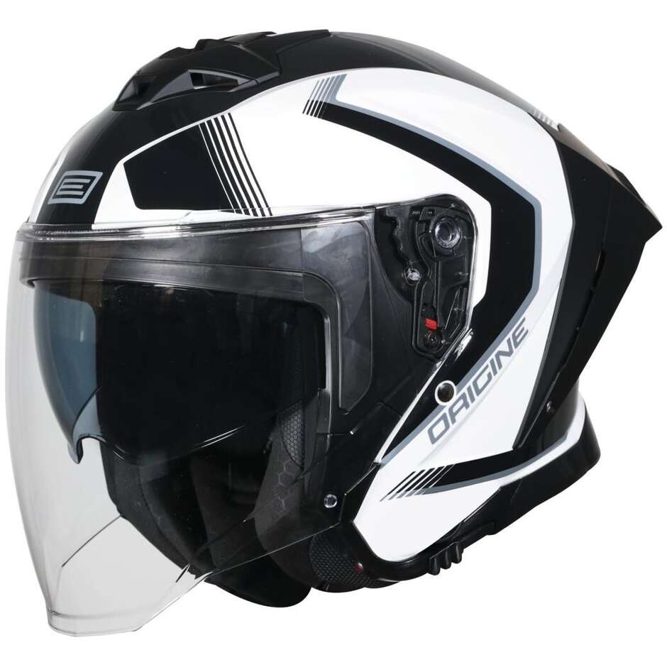 Casco Moto Jet ORIGINE APRICA ESSENTIAL Nero Bianco Lucido 22.06