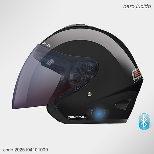 Casco Moto Jet Origine Con INTERFONO Bluetooth Integrato Modello Tornado Nero Opaco