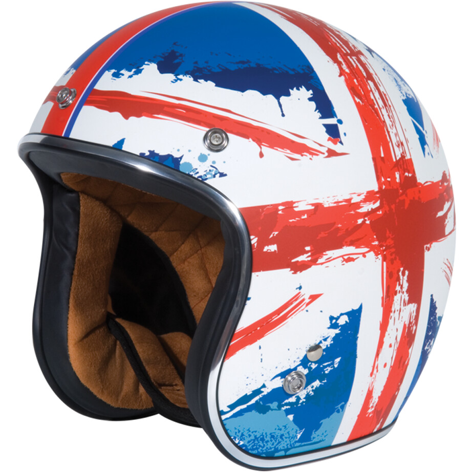 Casco Moto Jet Origine Primo  Vintage Custom Flag UK