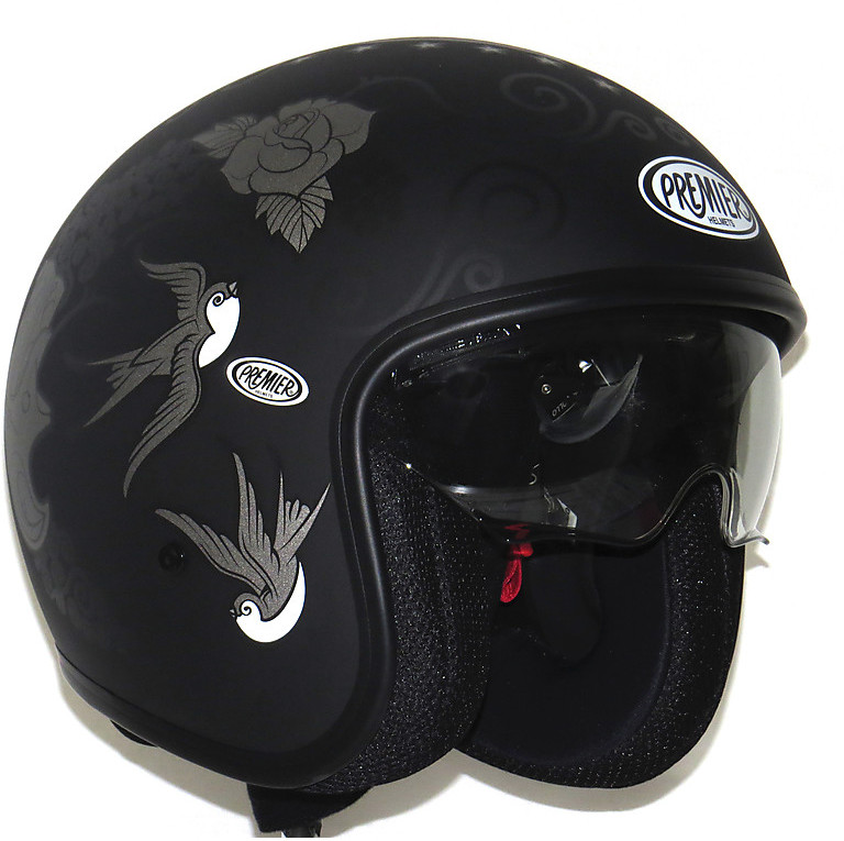 Casco Premier Jet Vintage monocolore nero lucido