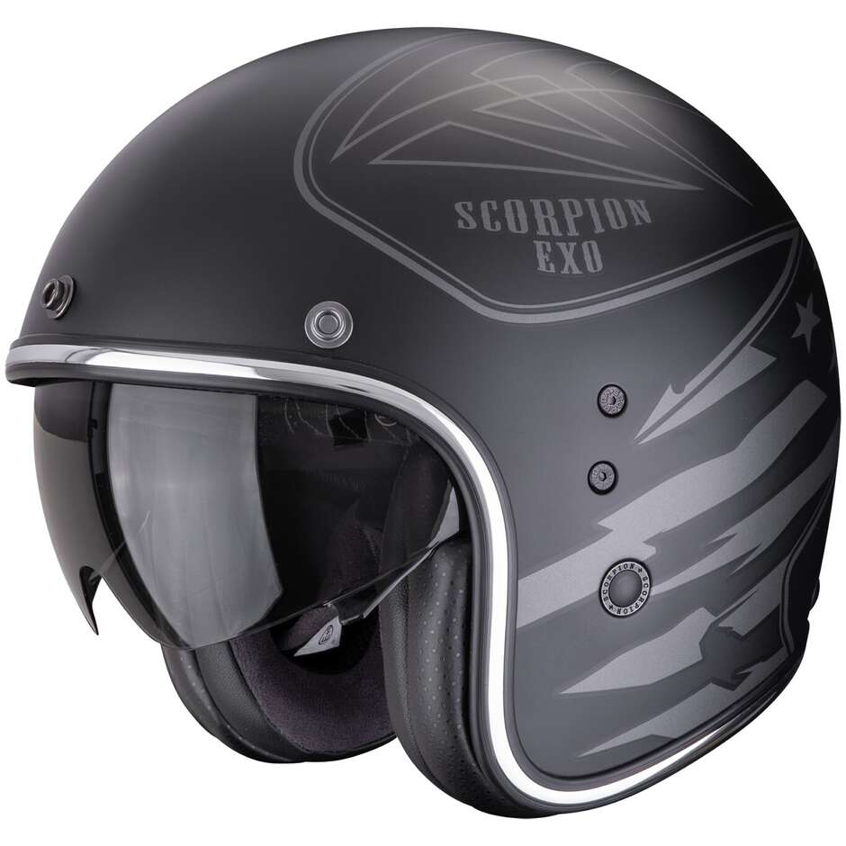 Casco Moto Jet BELFAST EVO DAWG Nero Argento Opaco taglia XL