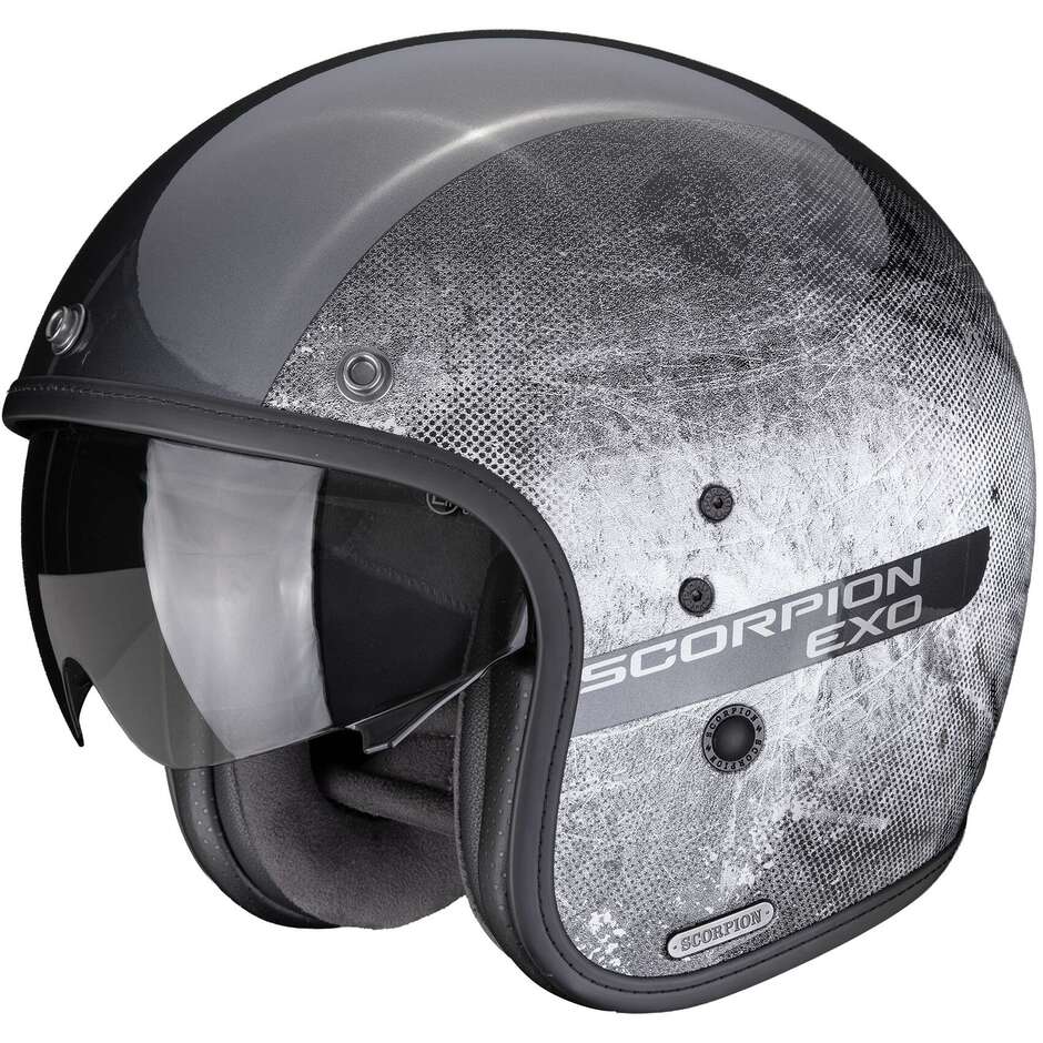 Casco Moto Jet Scorpion BELFAST II QUEST Argento Nero