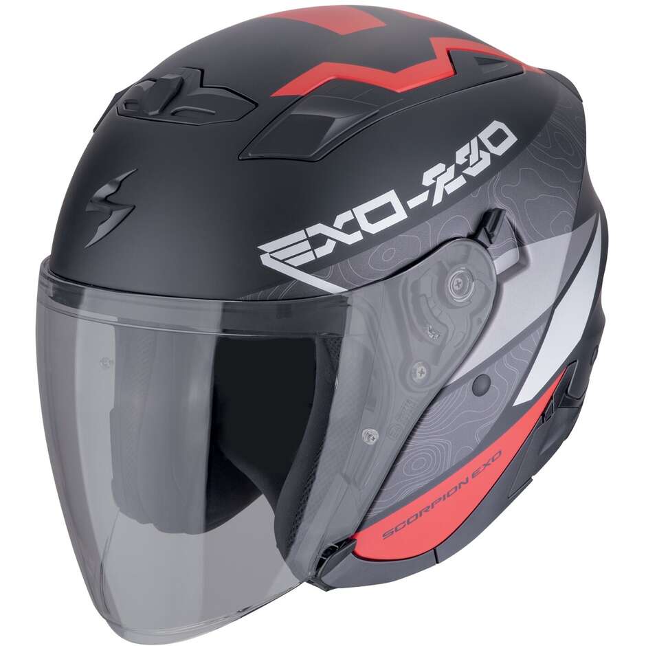 Casco Moto Jet EXO-230 BAND Nero opaco Rosso Argent taglia XL