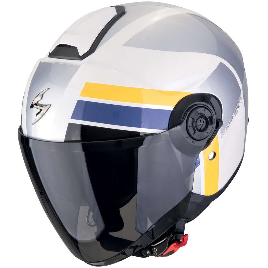 Casco Moto Jet Scorpion EXO-CITY II BLUR Bianco Argento Giallo