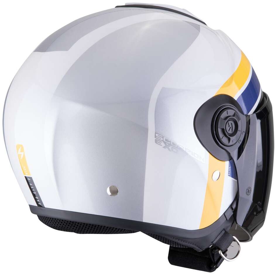 Casco Moto Jet Scorpion EXO-CITY II BLUR Bianco Argento Giallo