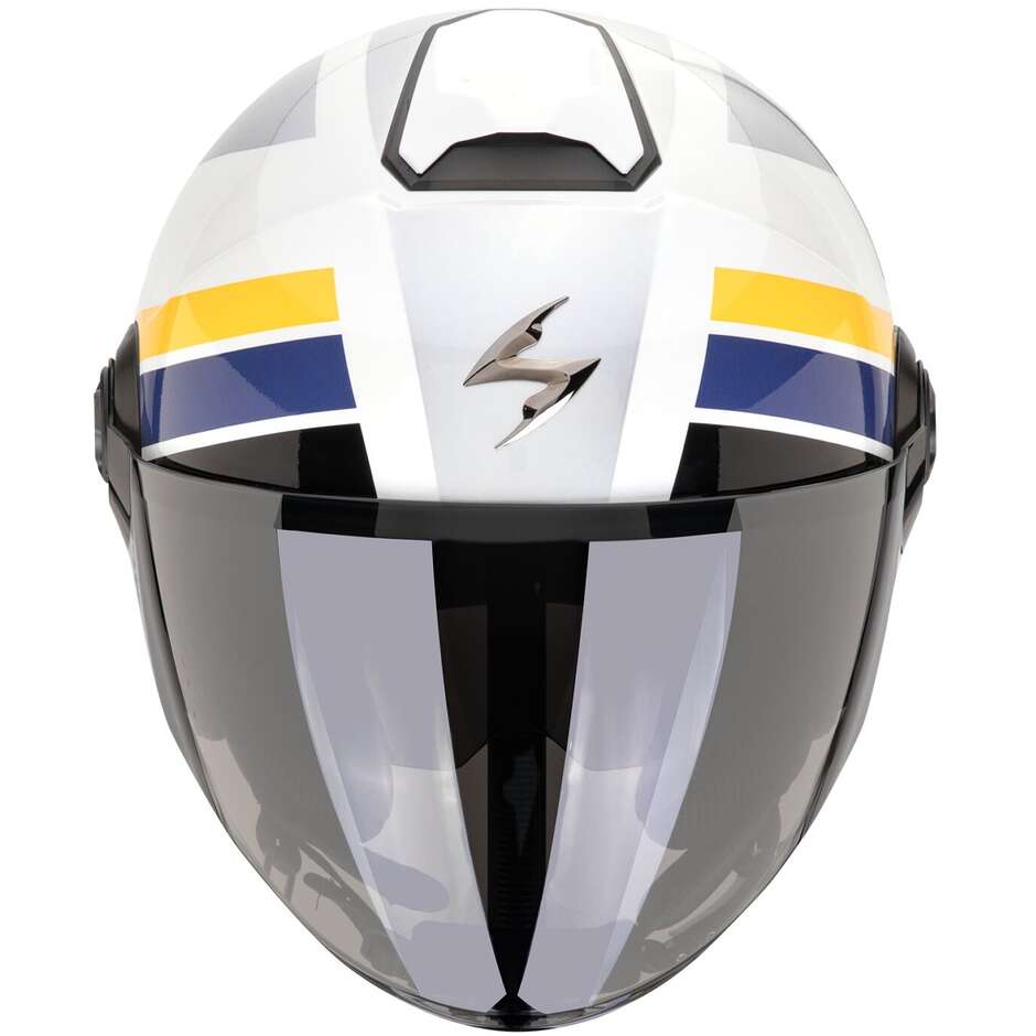 Casco Moto Jet Scorpion EXO-CITY II BLUR Bianco Argento Giallo
