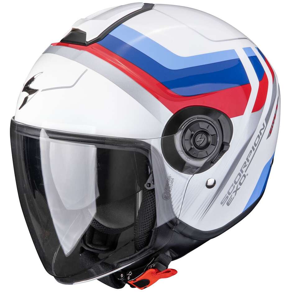 Casco Moto Jet Scorpion EXO-CITY II SPORT Bianco Blu Rosso