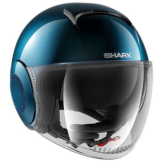 Casco Moto Jet Shark NANO Crystal Swarovski Blank Blu 