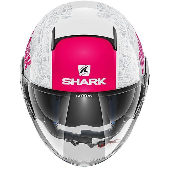 Casco Moto Jet Shark NANO TRIBUTE RM Bianco Rosa 