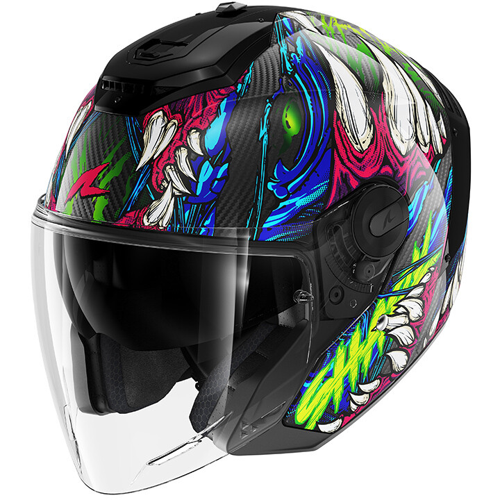 Casco Moto Jet RS JET CARBON SHAYTAN Nero Verde Viola taglia 2XL