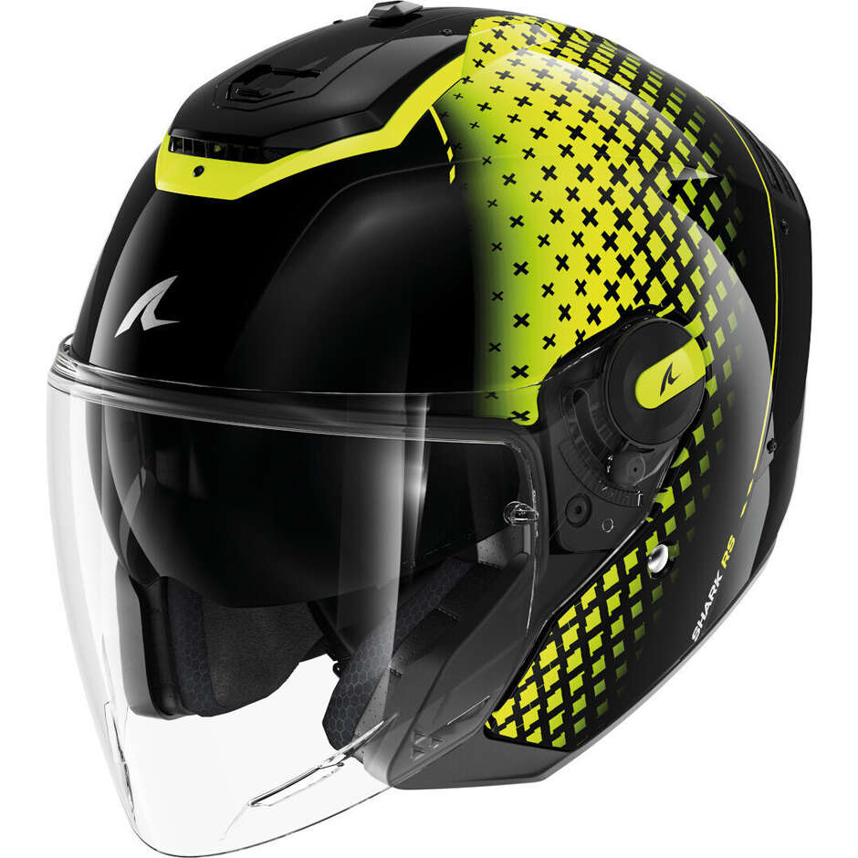 Casco Moto Jet Shark RS JET STRIDE Nero Giallo Silver