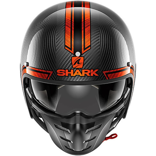 Casco Moto Jet Shark S-DRAK VINTA Carbon Chrom Arancio