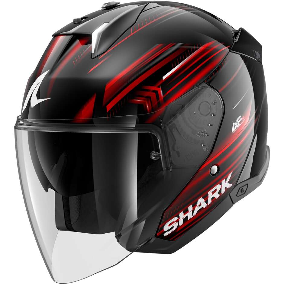 Casco Moto Jet SKWAL i3 JET LIGHT-BLUR Nero Rosso Bian taglia XS