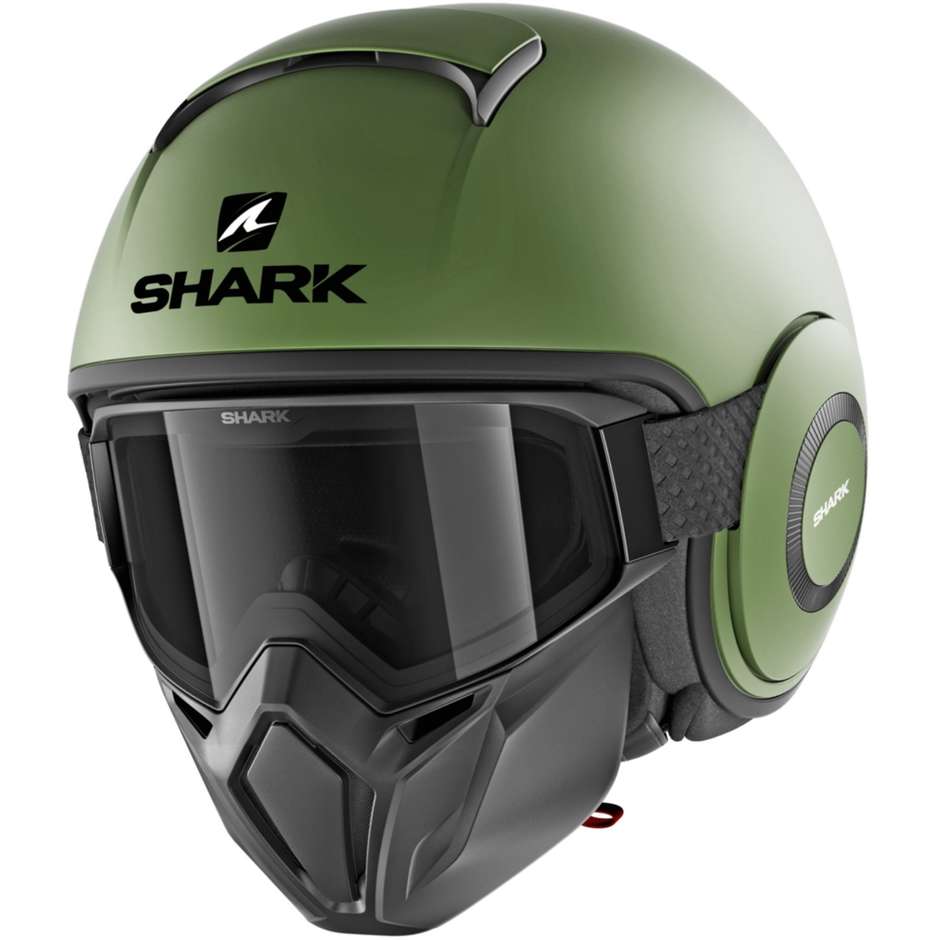 Casco Moto Jet Shark STREET-DRAK Blank Verde Opaco