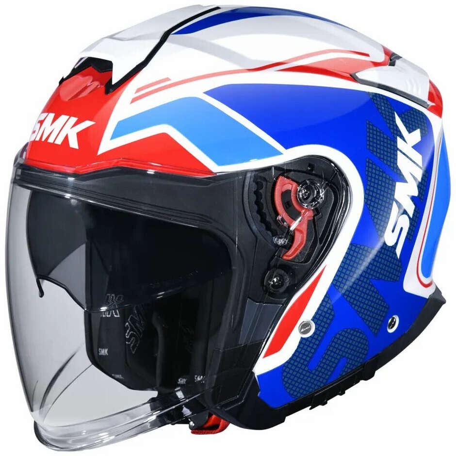 Casco Moto Jet SMK GTJ Tourer GL135 Bianco Rosso