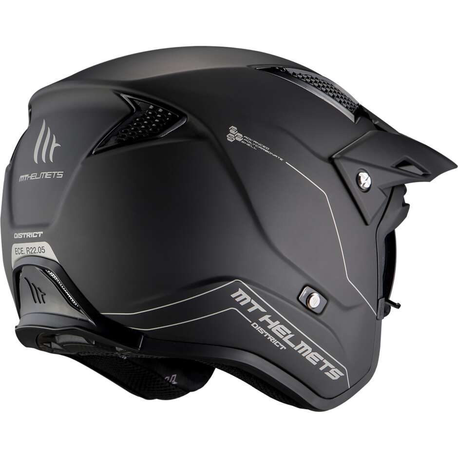 Casco Moto Jet  Trial MT Helmets DISTRICT sv 22.06 Solid A1 Nero Opaco