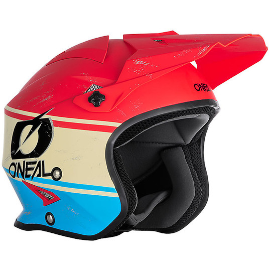 Casco Moto Jet trial Oneal Slat VX1 Rosso Blu