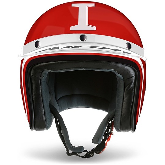 Casco Moto Jet Vintage Airoh Six Days Trophy Rosso Lucido