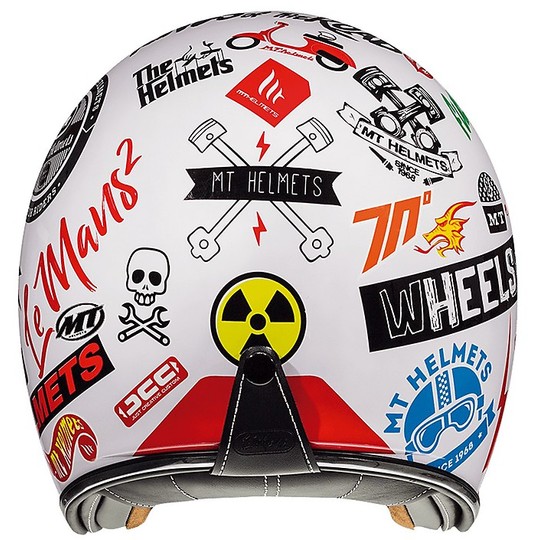 Casco Moto Jet Vintage MT Helmets Le Mans SV 2 ANARCHY A0 Bianco Lucido
