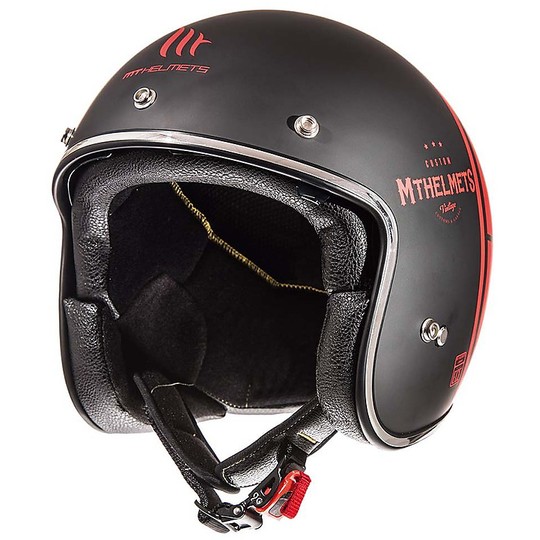 Casco Moto Jet Vintage MT Helmets Le Mans SV 2 DEVENIRE A0 Nero Rosso Opaco