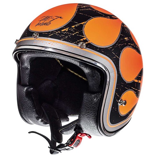 Casco Moto Jet Vintage MT Helmets Le Mans SV 2 FLAMING A0 Nero Arancio Fluo