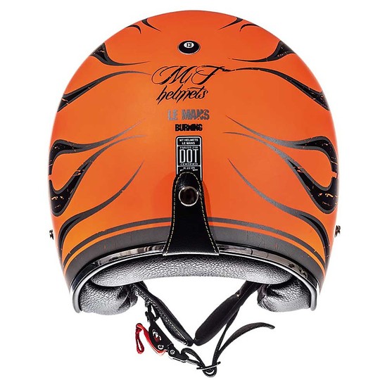 Casco Moto Jet Vintage MT Helmets Le Mans SV 2 FLAMING A0 Nero Arancio Fluo