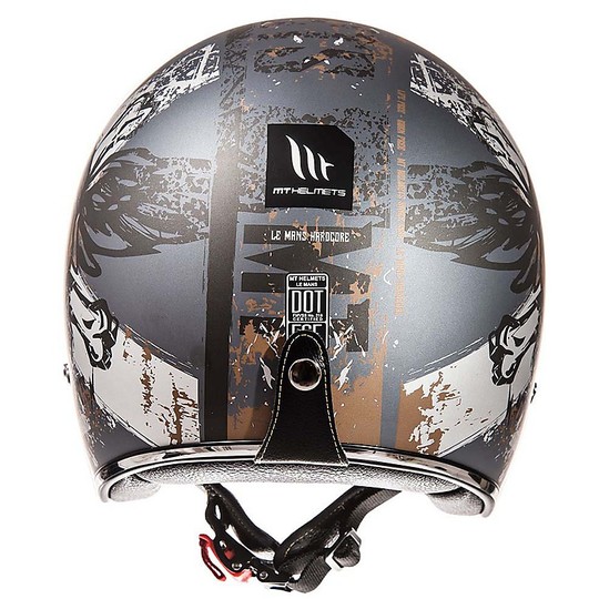 Casco Moto Jet Vintage MT Helmets Le Mans SV 2 HARDCORE A0 Grigio Opaco